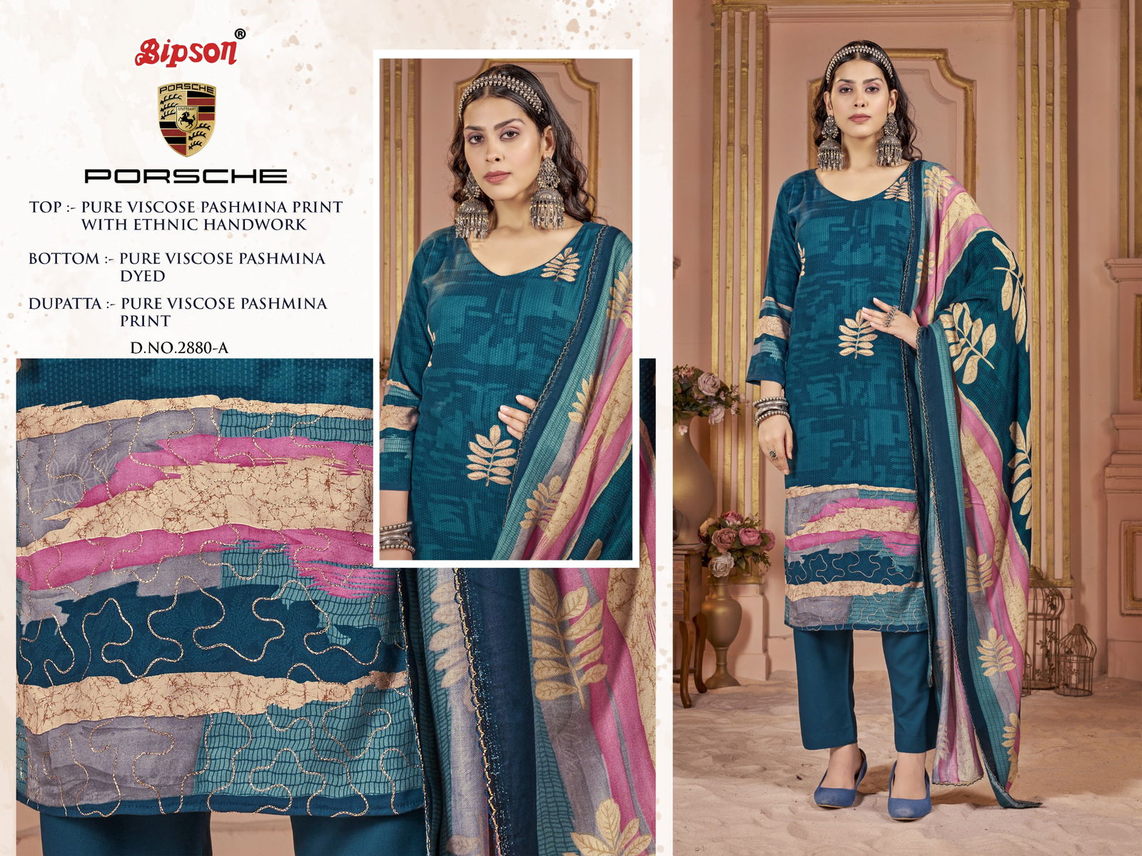 Porsche 2880 By Bipson Viscose Pashmina Dress Material Wholesale Price In Surat
